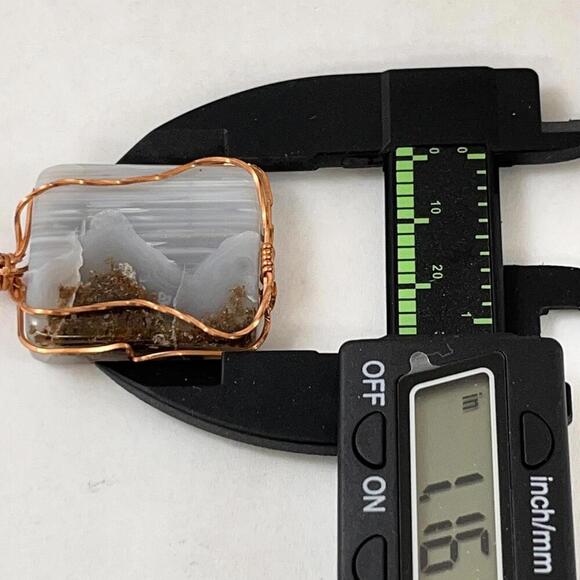 Unique Wire Wrapped Blue Lace Agate Necklace Pendant Square Cabochon - Picture 3 of 3